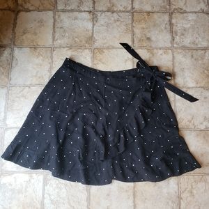 Arizona Jean Co black polka dot skater wrap skirt